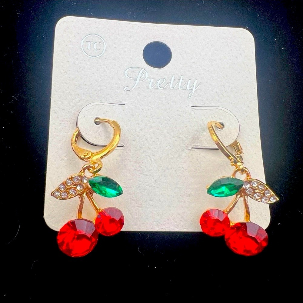ePretty Gold Earrings with Red and Green Details